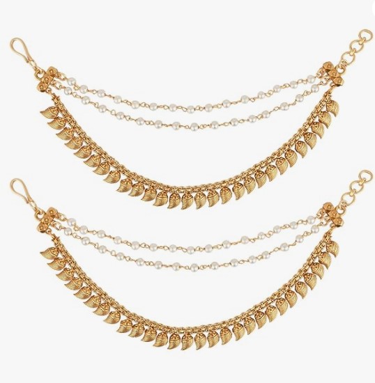 Gold-Plated Traditional Pearl Layered Hair Chain
